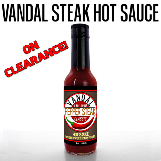 CLEARANCE VSK 5oz: Case (12 bottles) - VANDAL PEPPER STEAK Hot Sauce (med)