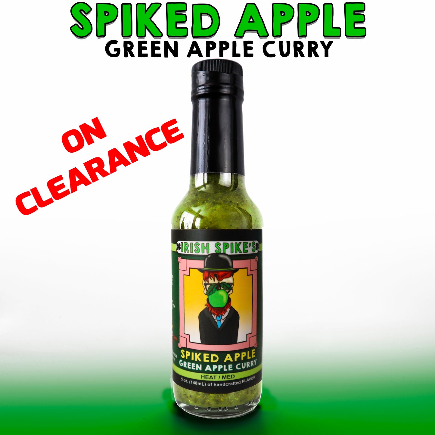 CLEARANCE APL 5oz: Case (12 bottles) - SPIKED APPLE - Green Apple Curry Hot Sauce - (med)