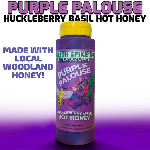 HHH: Case (9 bottles) Purple Palouse Huckleberry Basil Hot Honey (Med-Hot)