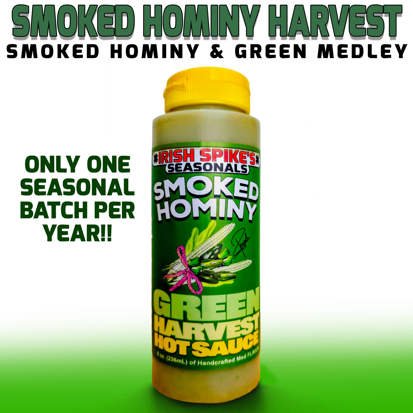 HOM: Case (9 bottles) - Smoked Hominy Green Harvest (Med)
