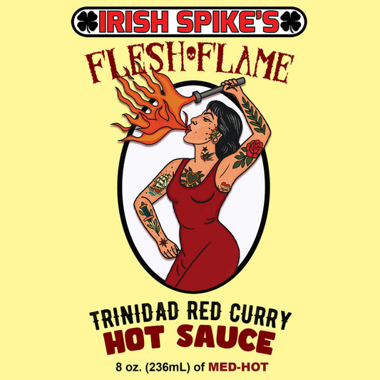 FNF: Case (9 bottles) -FLESH & FLAME- Trinidad Red Curry (Med-Hot)