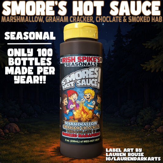 SMOR: Case (9 bottles) - S'more Hot Sauce- Marshmallow, Graham Cracker, Chocolate & Smoked Habanero (Med-Hot)