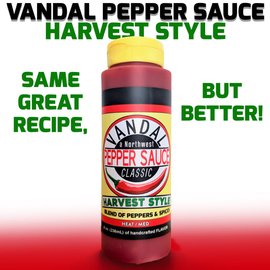 VPSH: Case (9 bottles) - VANDAL PEPPER SAUCE HARVEST STYLE (medium)